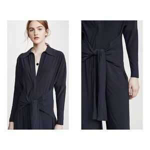 💕NORMA KAMALI💕 Ty Front NK Shirt Cropped Straight Leg Jumpsuit ~ Pewter XS NWT